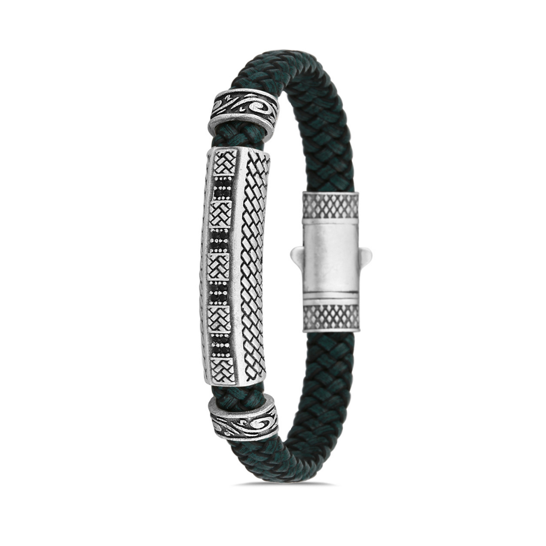 Dörtlü Zirkon Taşlı Bileklik - Su Yeşili | Gümüş