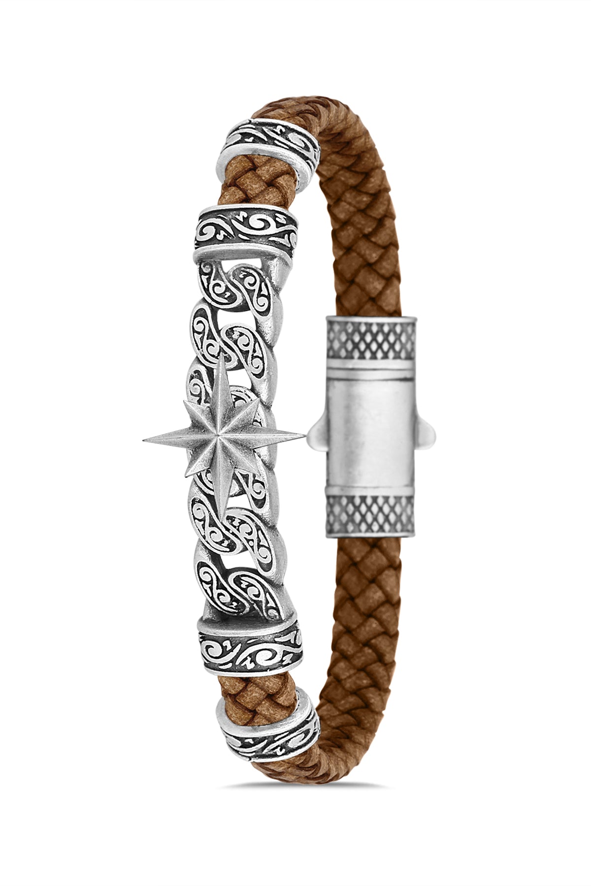 Compass Model Zirkon Taşlı Bileklik - Taba | Gümüş