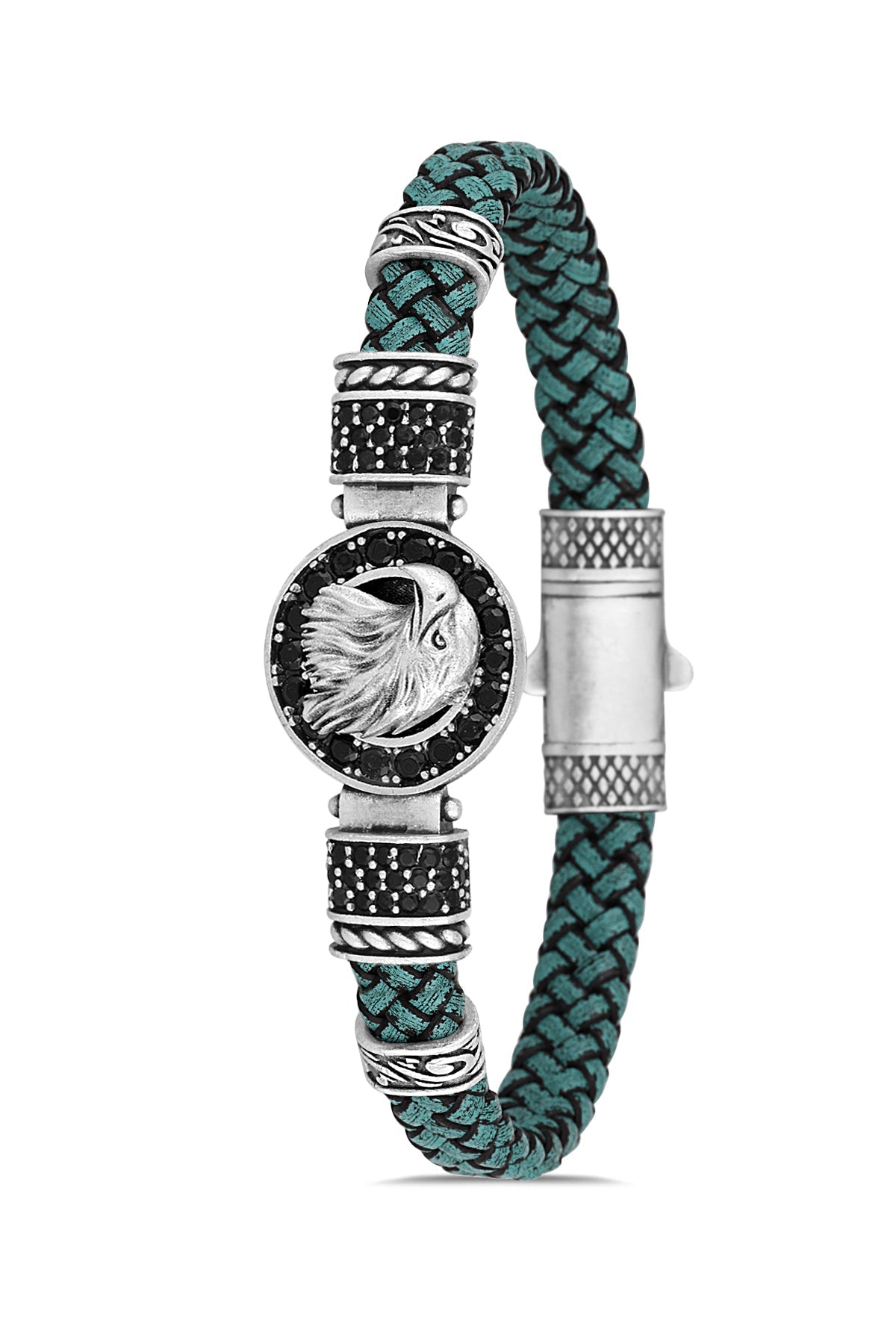 Kartal Model Zirkon Taşlı Bileklik - Su Yeşili | Gümüş