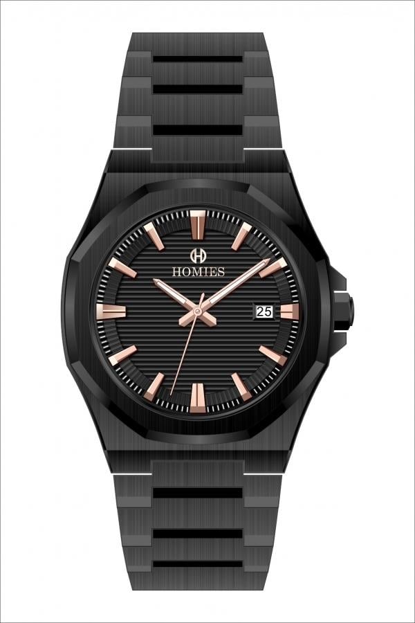 HM24672S01 Çelik Kordonlu Erkek Kol Saati SİYAH - ROSE