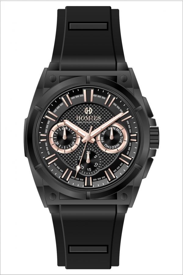 HM25151S01 Silikon Kordonlu Erkek Kol Saati SİYAH