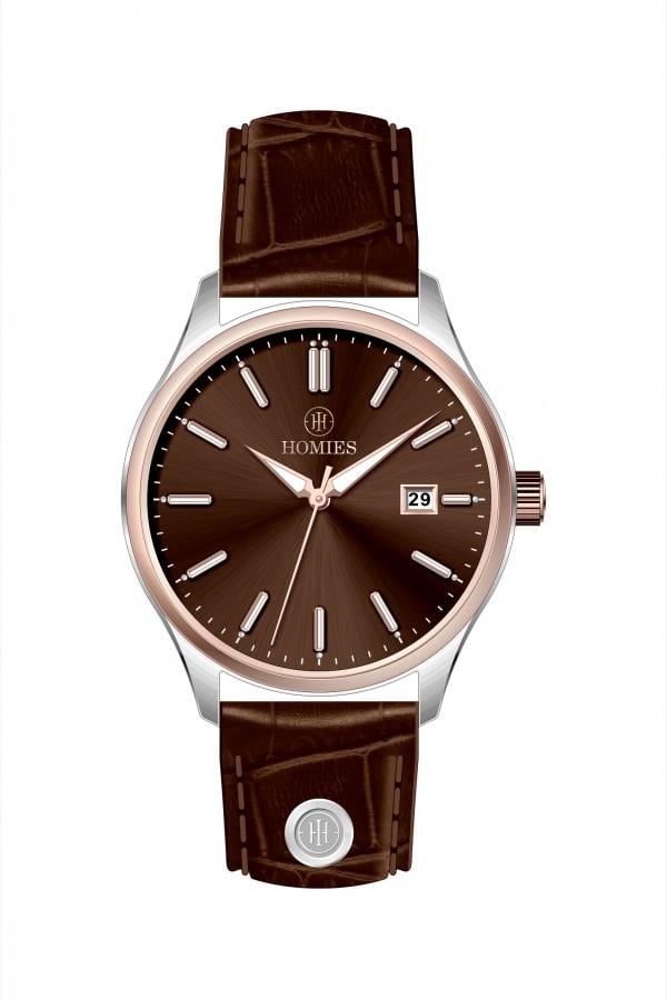 HM25238S01 Deri Kordonlu Erkek Kol Saati GÜMÜŞ - ROSE