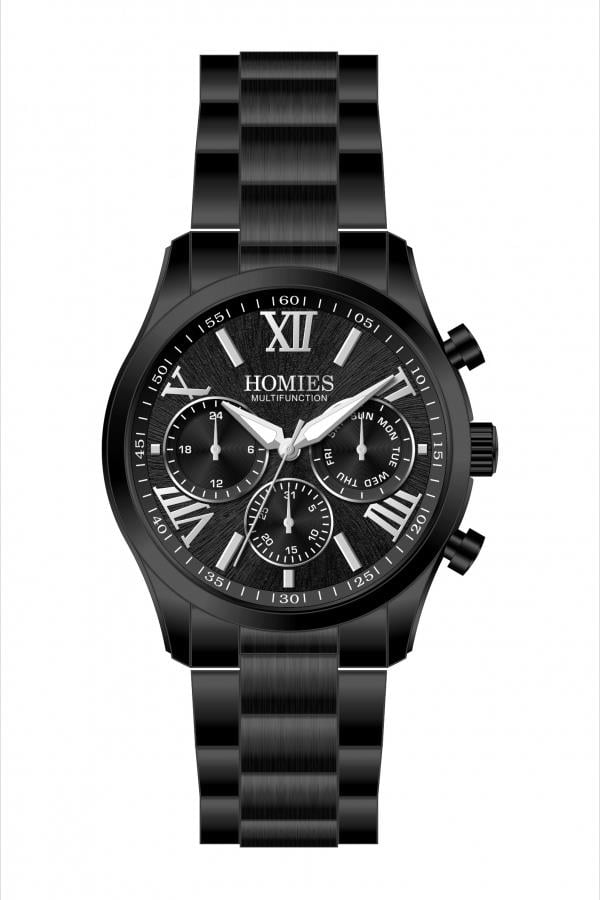 HM27081S01 Çelik Kordonlu Erkek Kol Saati SİYAH