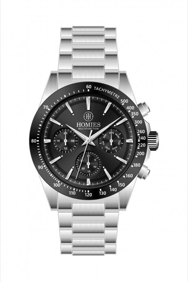 HM27132S01 Çelik Kordonlu Erkek Kol Saati GÜMÜŞ - SİYAH