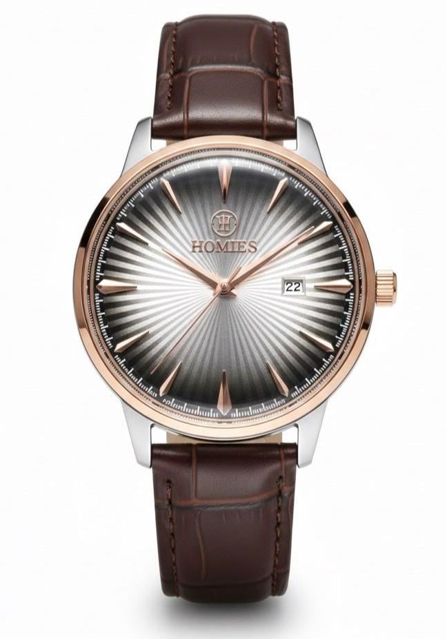 HM27437S01 Deri Kordonlu Erkek Kol Saati GÜMÜŞ - ROSE