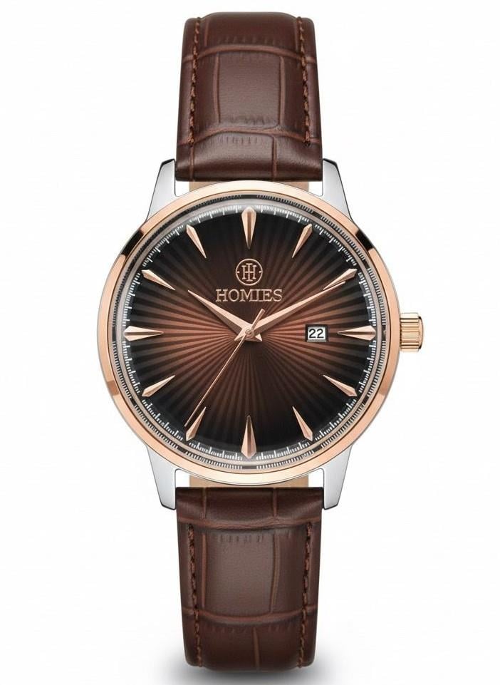 HM27437S01 Deri Kordonlu Erkek Kol Saati GÜMÜŞ - ROSE - 2