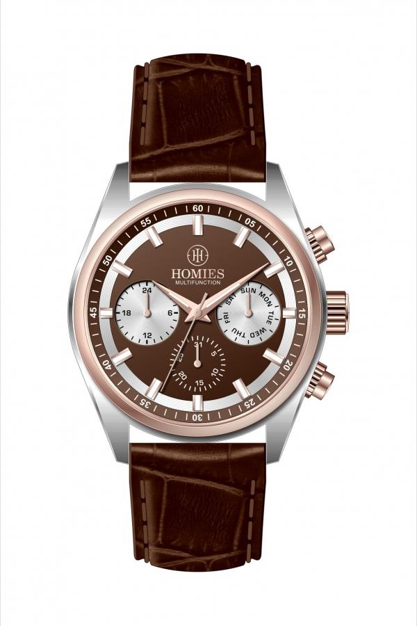 HM27438S01 Deri Kordonlu Erkek Kol Saati GÜMÜŞ - ROSE