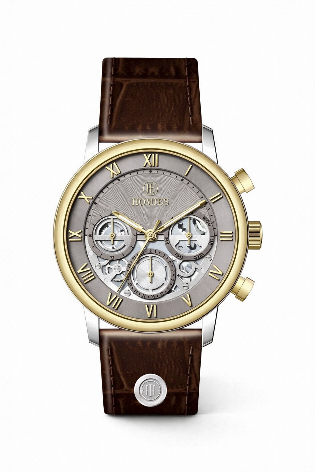 HM28216S01 Deri Kordonlu Erkek Kol Saati GOLD - GÜMÜŞ