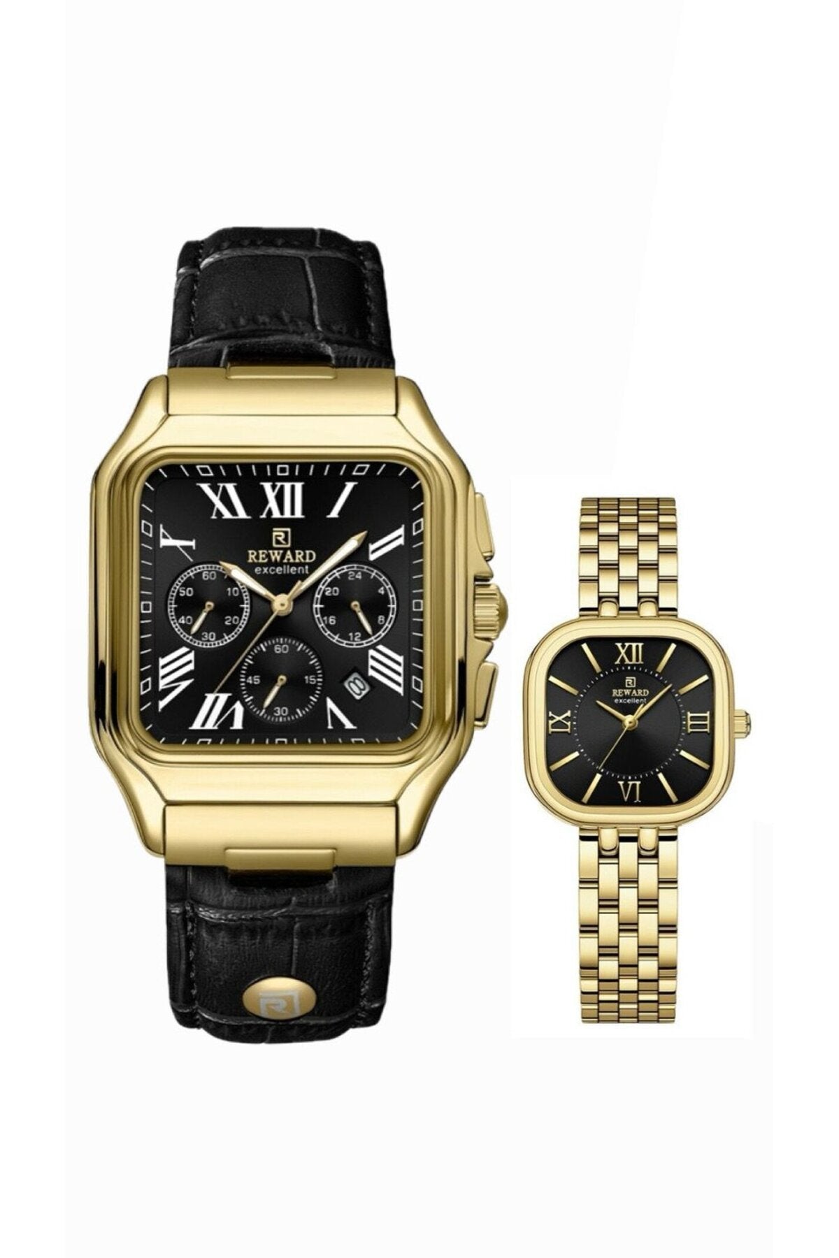 Deri ve Metal Kordonlu Çift Saati