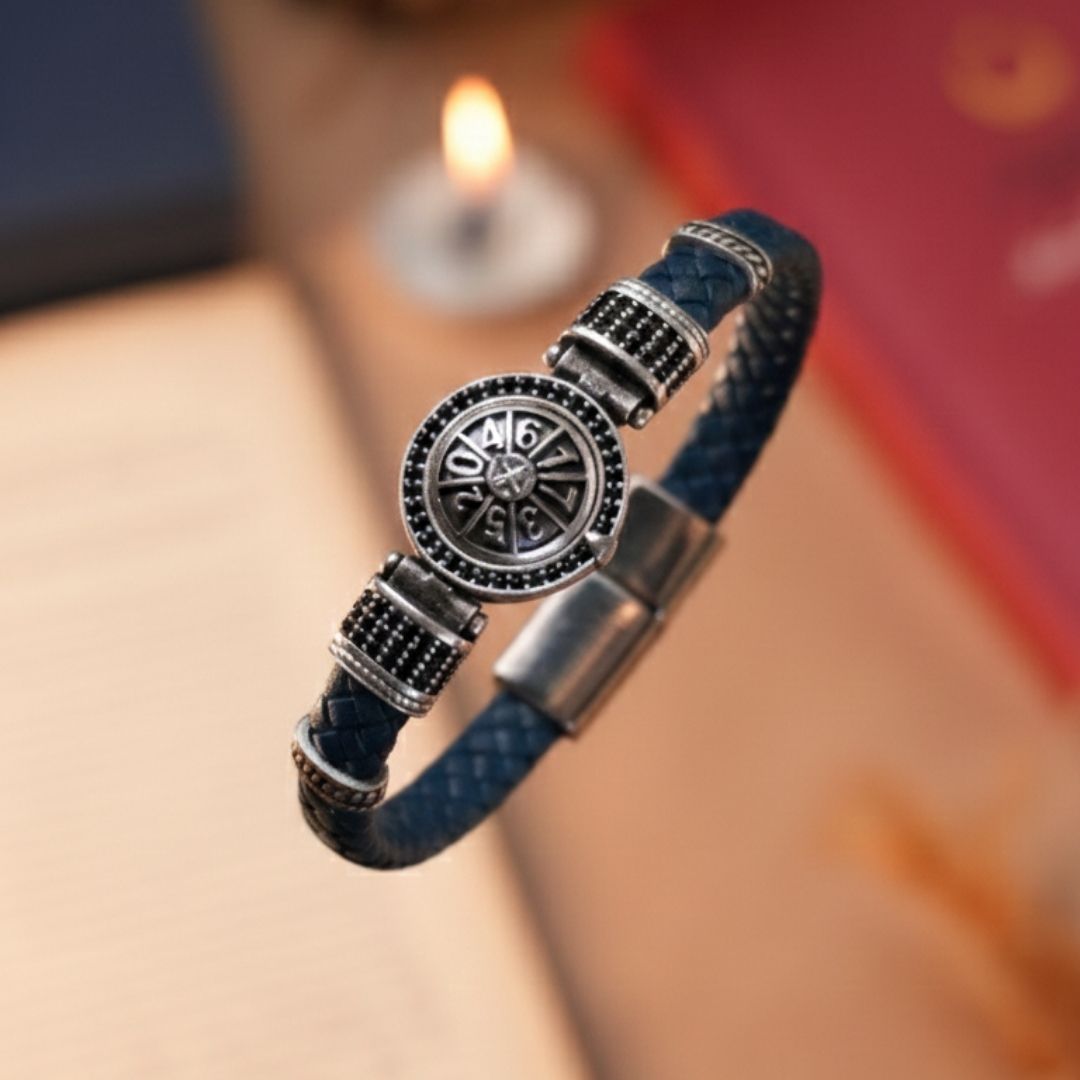 Rulet Tasarım Mavi Hakiki Deri Bileklik - Mavi | Gümüş