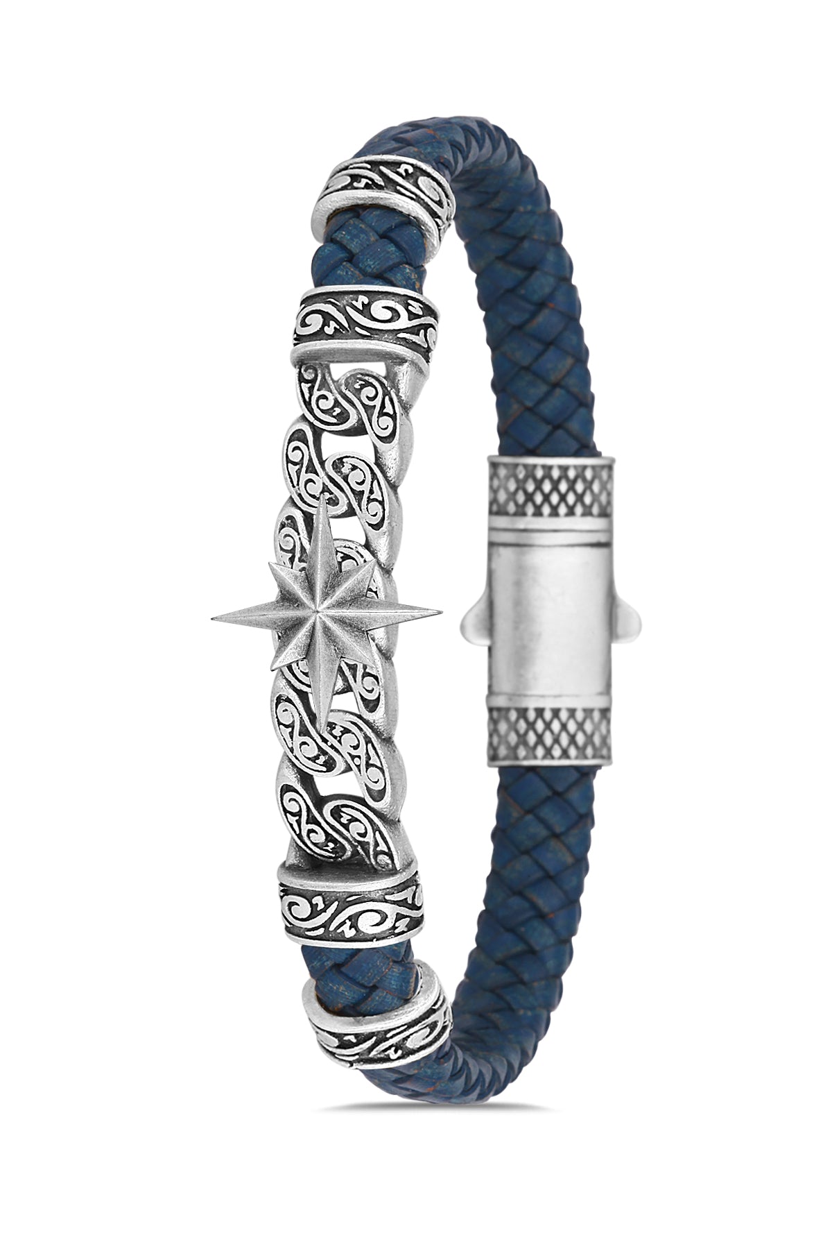 Compass Model Zirkon Taşlı Bileklik - Mavi | Gümüş