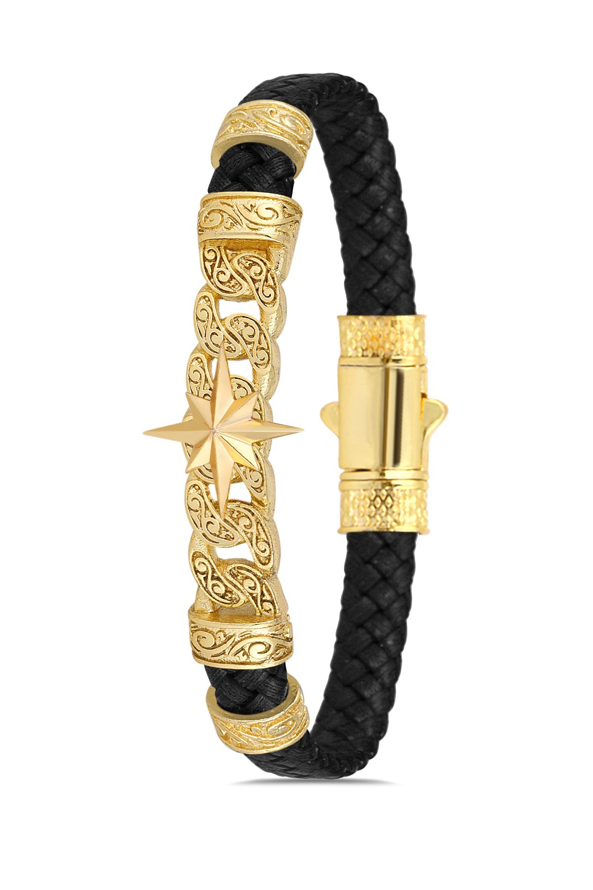 Compass Model Zirkon Taşlı Bileklik - Siyah | Altın