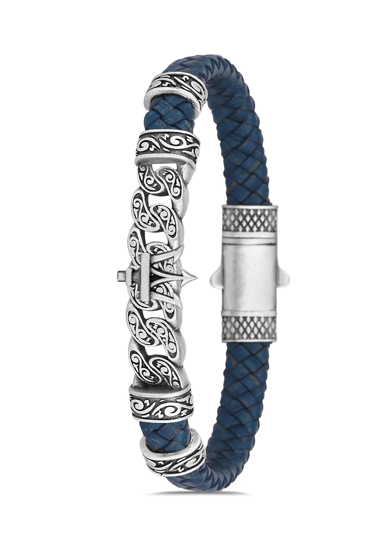 Manchester Mızrak Model Renk Zirkon Taşlı Bileklik - Mavi | Gümüş