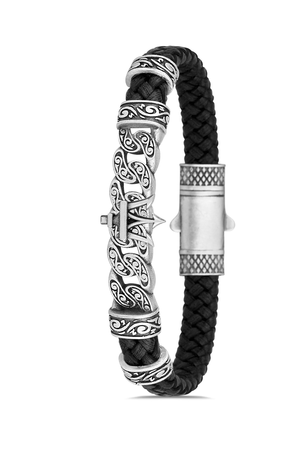 Manchester Mızrak Model Renk Zirkon Taşlı Bileklik - Siyah | Gümüş