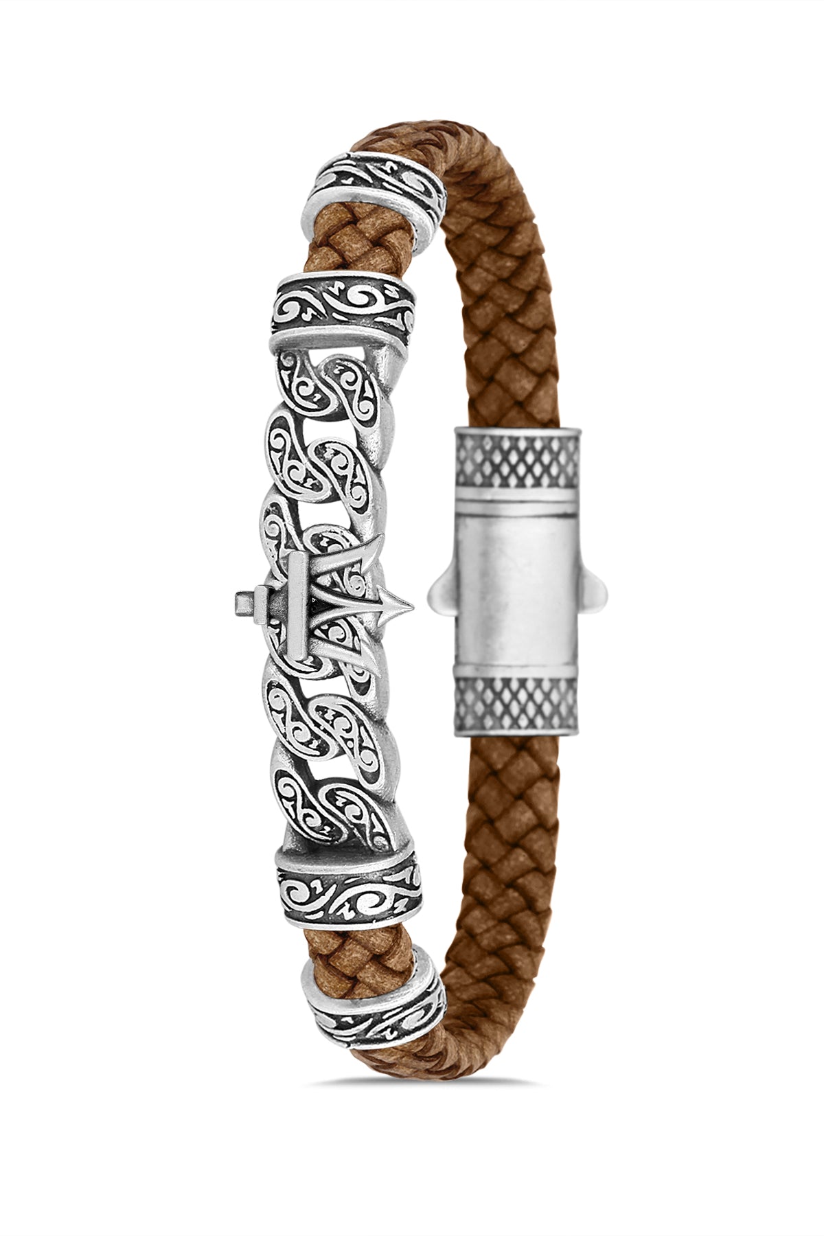 Manchester Mızrak Model Renk Zirkon Taşlı Bileklik - Taba | Gümüş