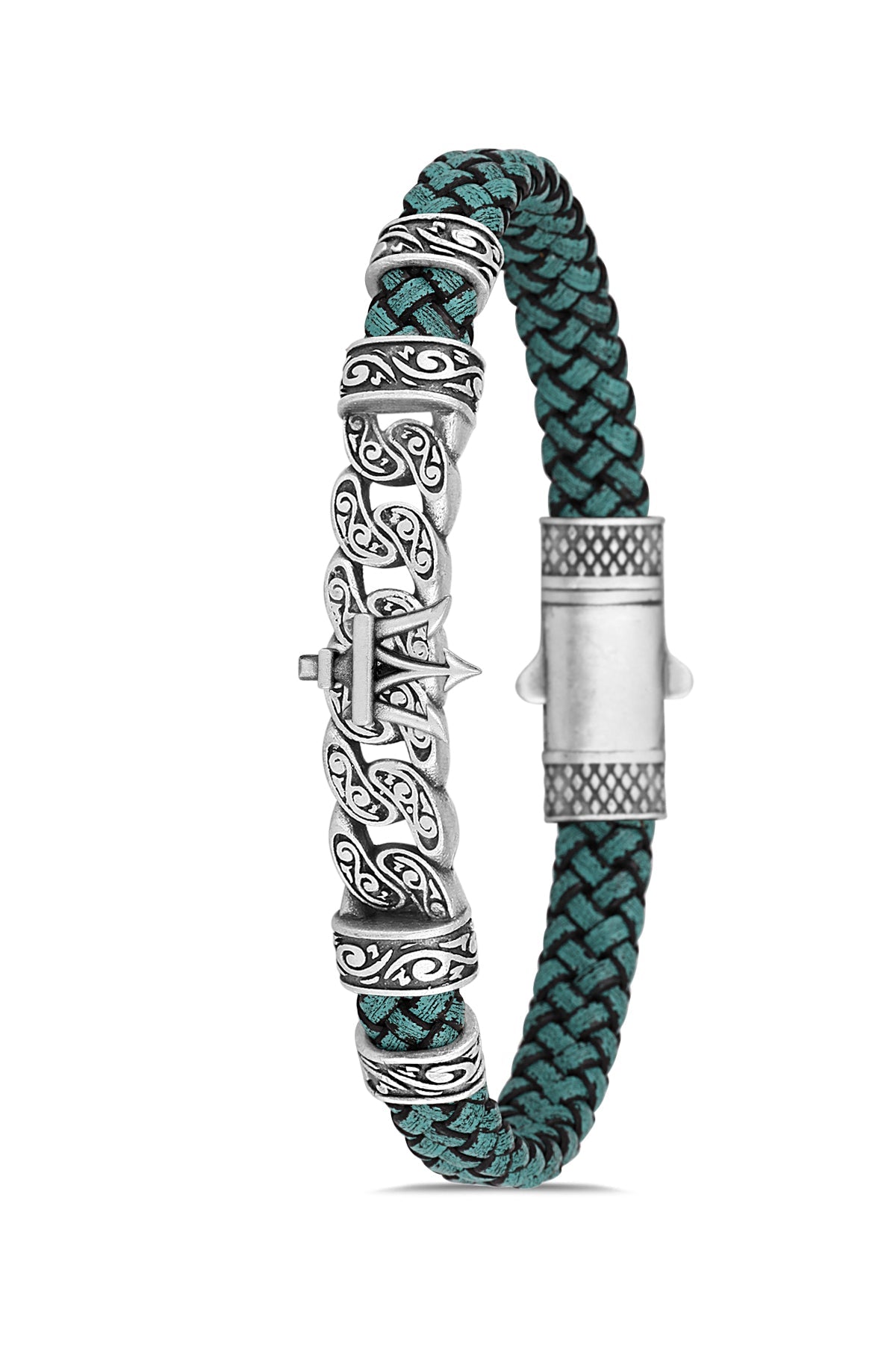 Manchester Mızrak Model Renk Zirkon Taşlı Bileklik - Su Yeşili | Gümüş