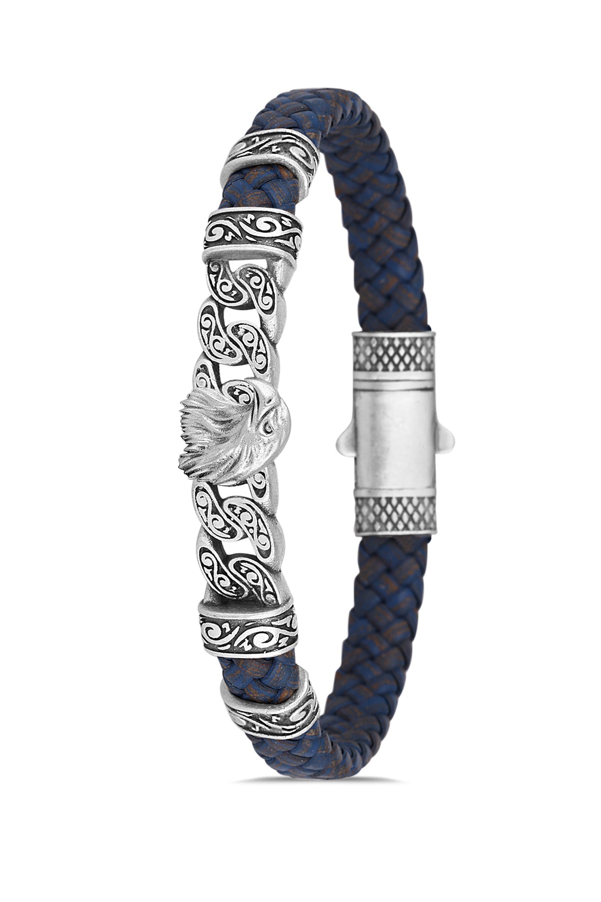 Kartal Figürlü Model Zirkon Taşlı Bileklik - Mavi | Gümüş