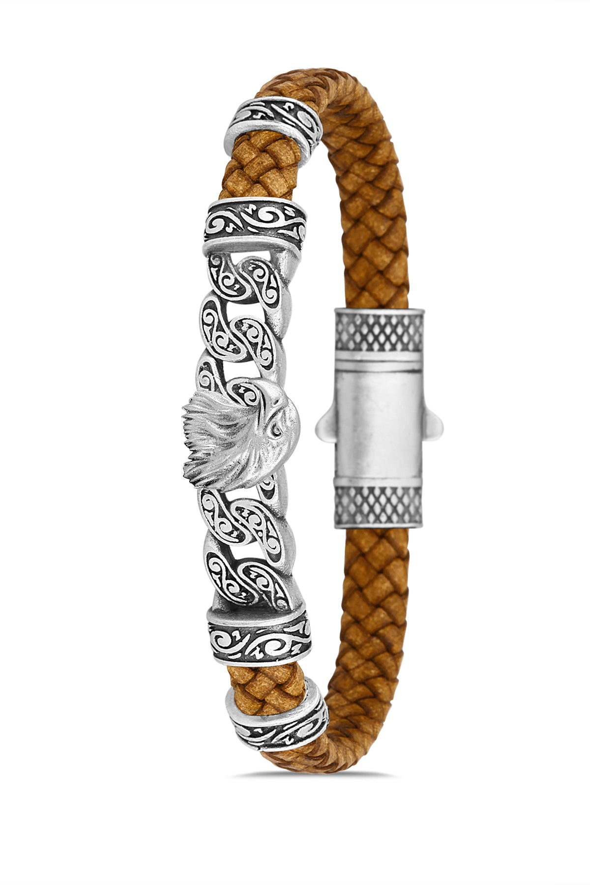 Kartal Figürlü Model Zirkon Taşlı Bileklik - Taba | Gümüş