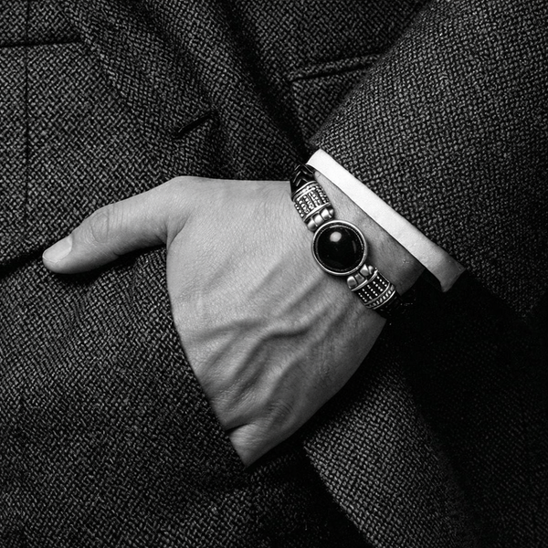 Oniks Doğal Taşlı & Hakiki Deri Erkek Bileklik