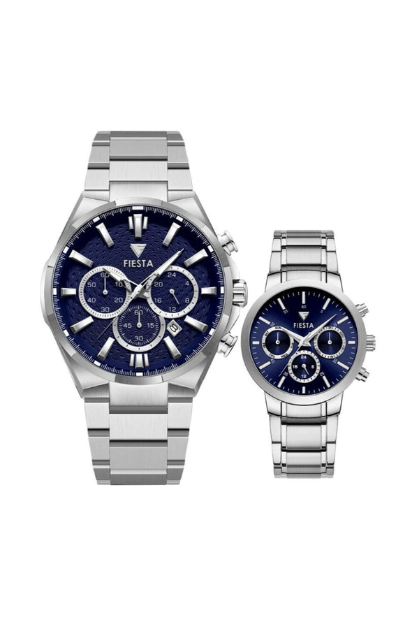 Metal Kordonlu Çift Saati