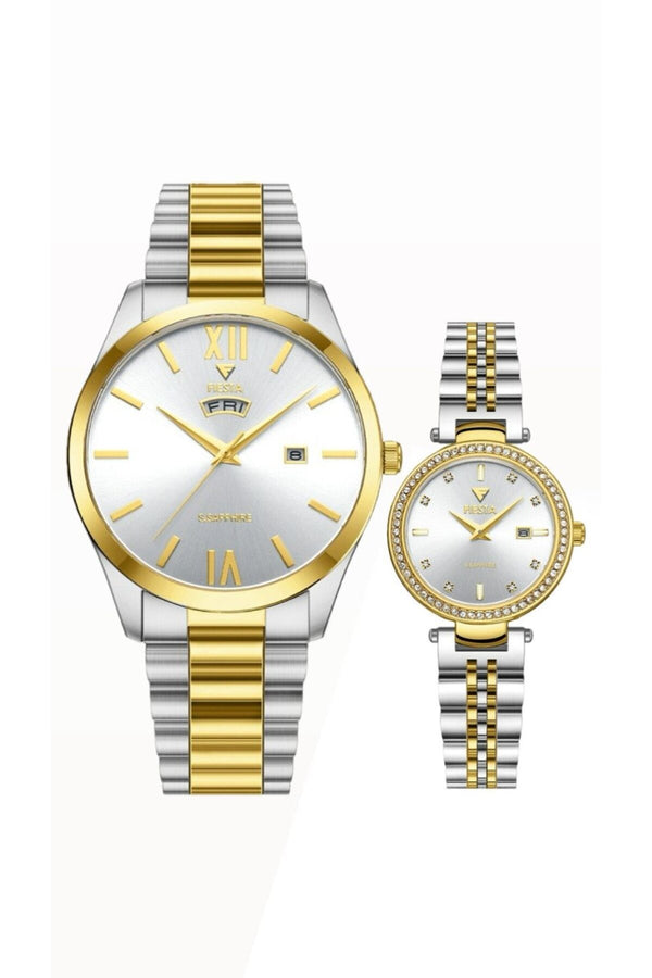 Metal Kordonlu Çift Saati