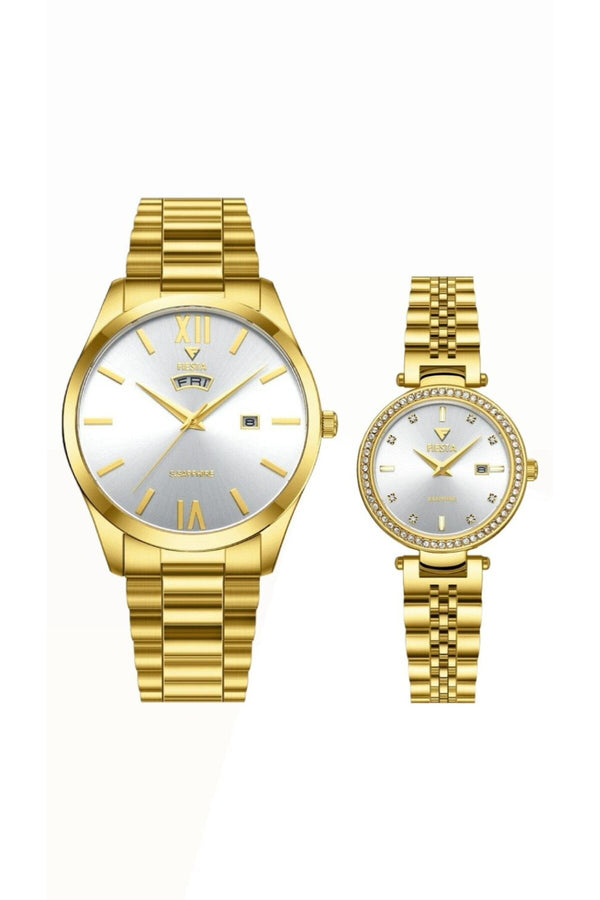 Metal Kordonlu Çift Saati