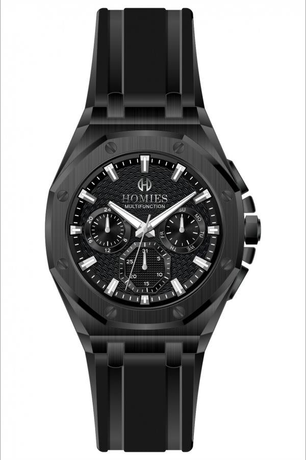 HM25190S01 Silikon Kordonlu Erkek Kol Saati SİYAH