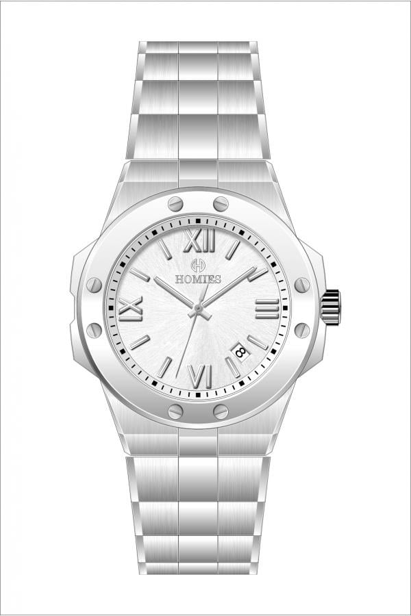 HM17864S02 Çelik Kordonlu Erkek Kol Saati GÜMÜŞ - BEYAZ
