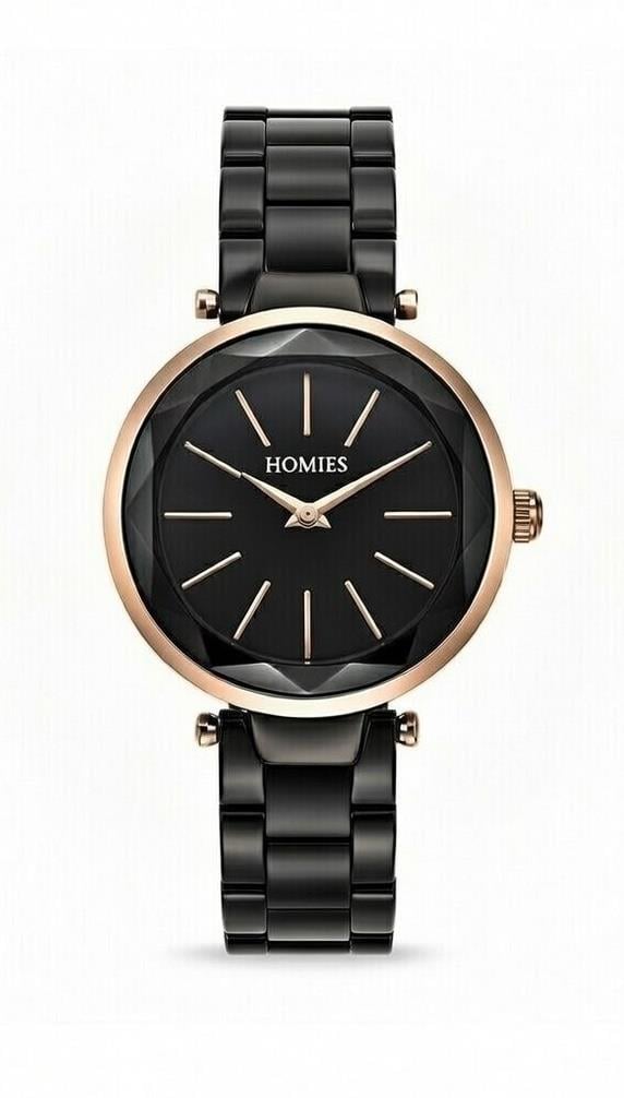 HM18869S02 Çelik Kordonlu Kadın Kol Saati SİYAH - ROSE