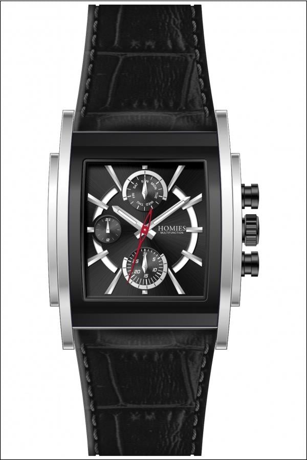 HM23263S01 Deri Kordonlu Erkek Kol Saati GÜMÜŞ - SİYAH