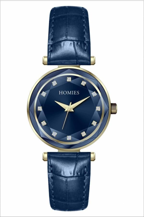 HM23785S01 Deri Kordonlu Kadın Kol Saati LACİVERT