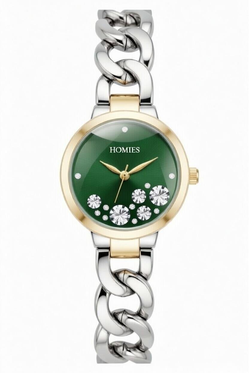 HM23792S01 Çelik Kordonlu Kadın Kol Saati ALTIN - GÜMÜŞ - YEŞİL