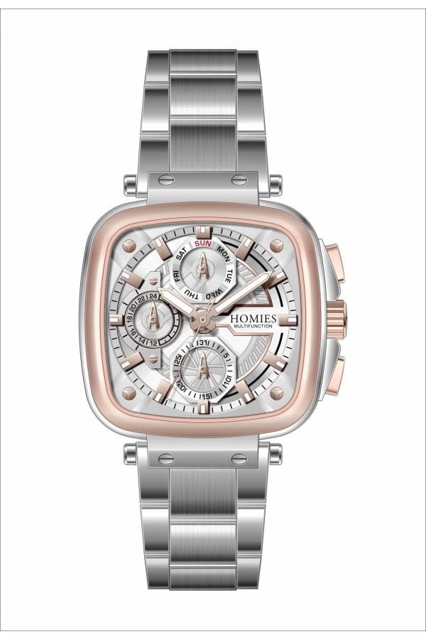 HM24186S01 Çelik Kordonlu Erkek Kol Saati GÜMÜŞ - ROSE