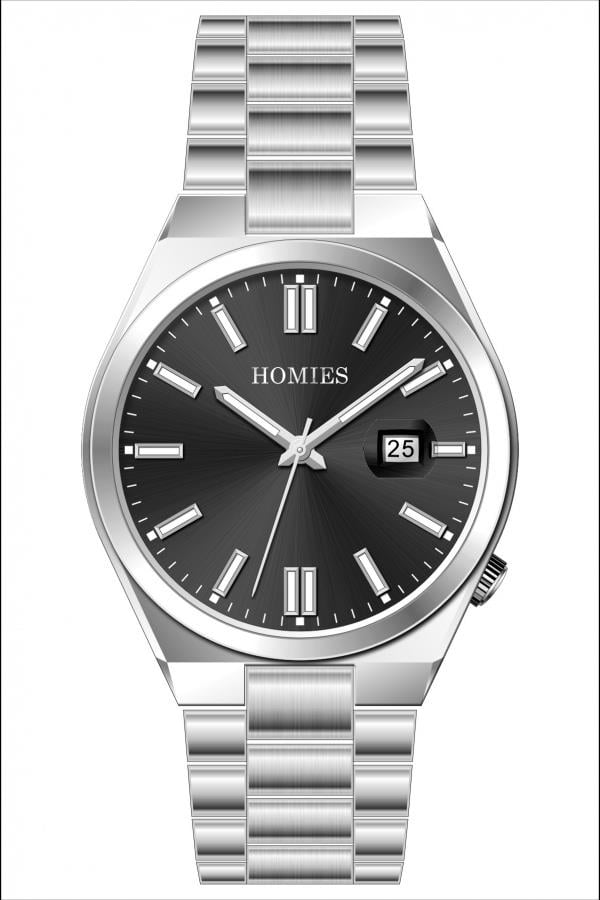 HM24478S01 Çelik Kordonlu Erkek Kol Saati GÜMÜŞ - SİYAH