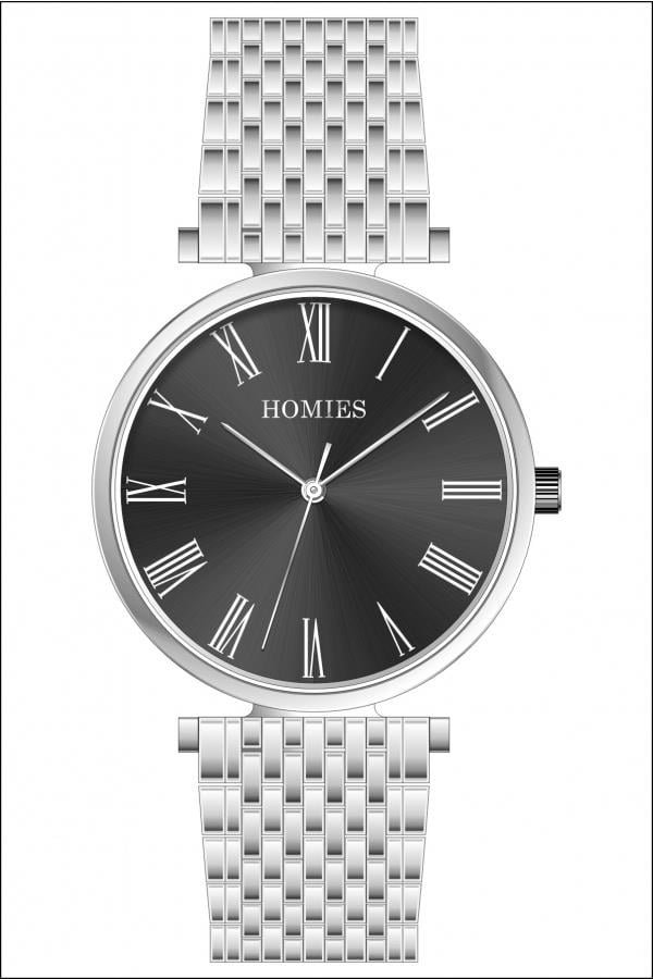 HM24514S01 Çelik Kordonlu Erkek Kol Saati GÜMÜŞ - SİYAH