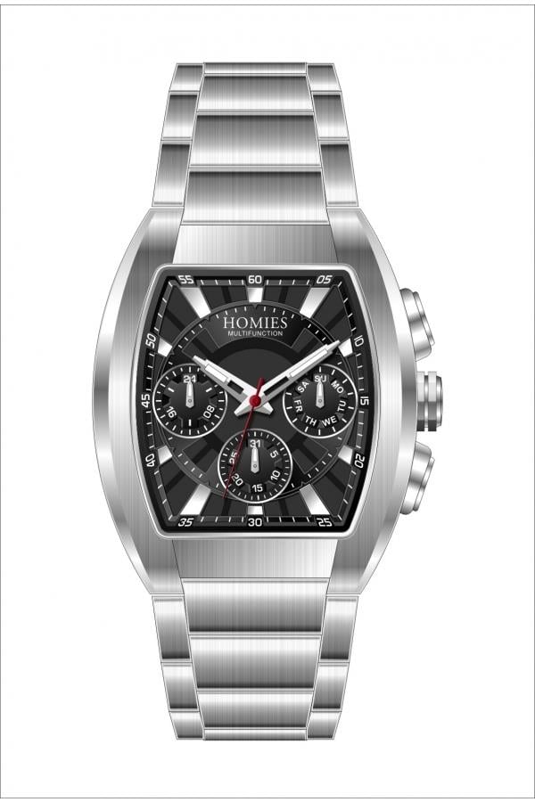 HM24941S01 Çelik Kordonlu Erkek Kol Saati GÜMÜŞ - SİYAH