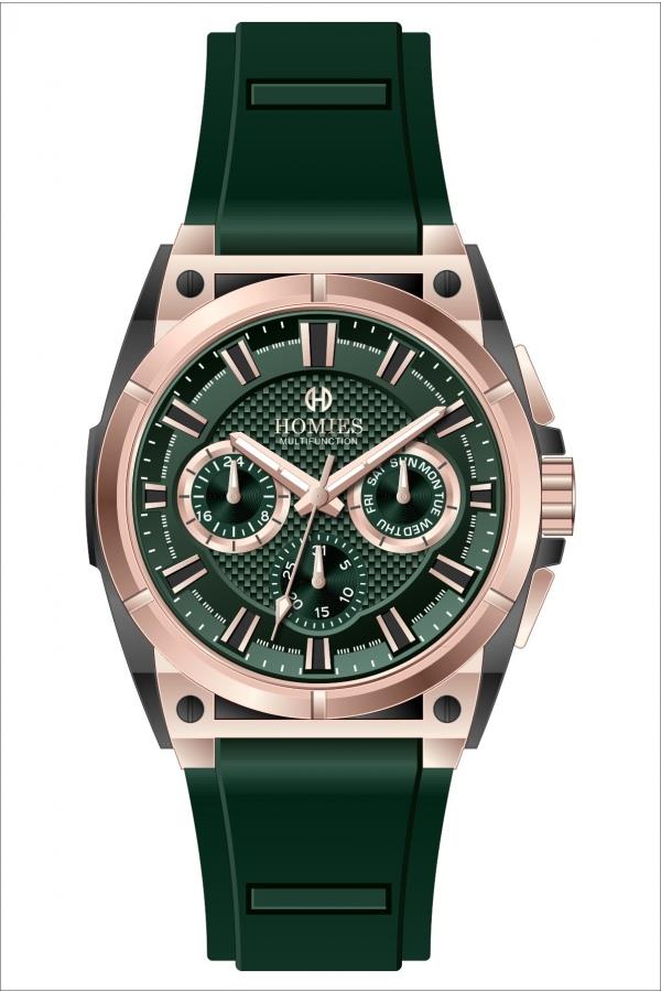 HM25151S01 Silikon Kordonlu Erkek Kol Saati YEŞİL - ROSE