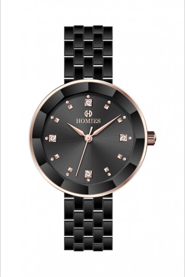 HM25505S01 Çelik Kordonlu Kadın Kol Saati SİYAH - ROSE GOLD