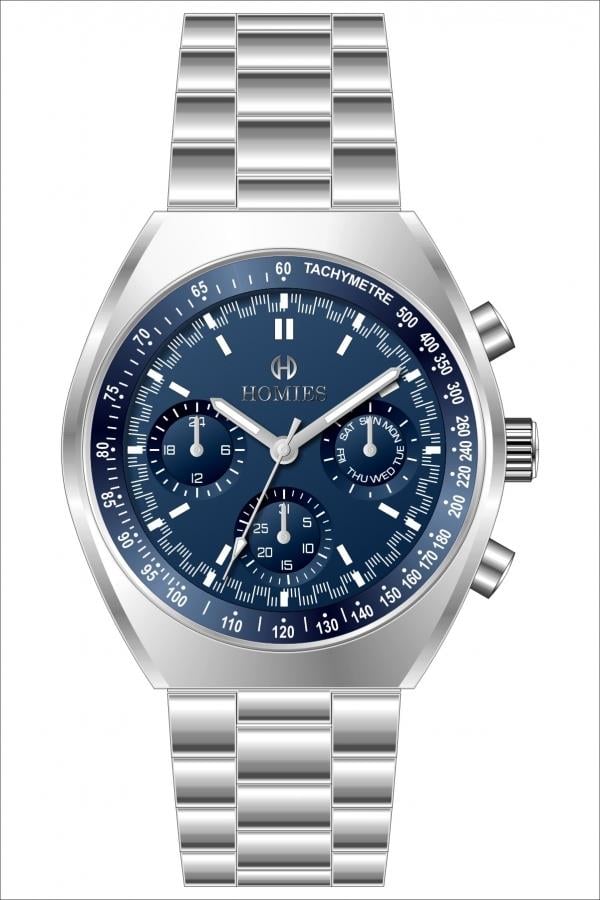 HM26051S01 Çelik Kordonlu Erkek Kol Saati GÜMÜŞ - MAVİ