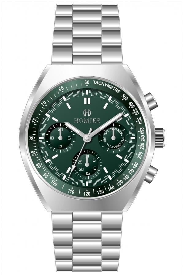 HM26051S01 Çelik Kordonlu Erkek Kol Saati GÜMÜŞ - YEŞİL