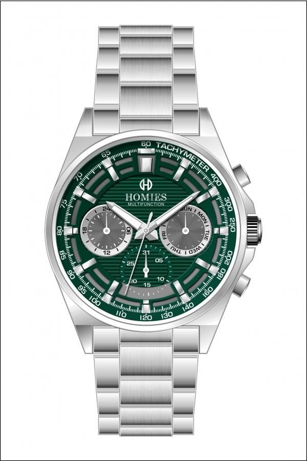 HM26531S01 Çelik Kordonlu Erkek Kol Saati GÜMÜŞ - YEŞİL