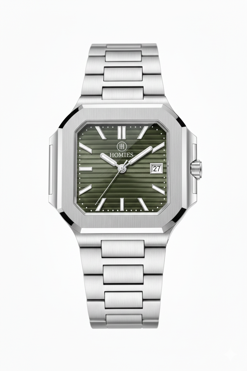 HM27137S01 Çelik Kordonlu Erkek Kol Saati GÜMÜŞ - YEŞİL