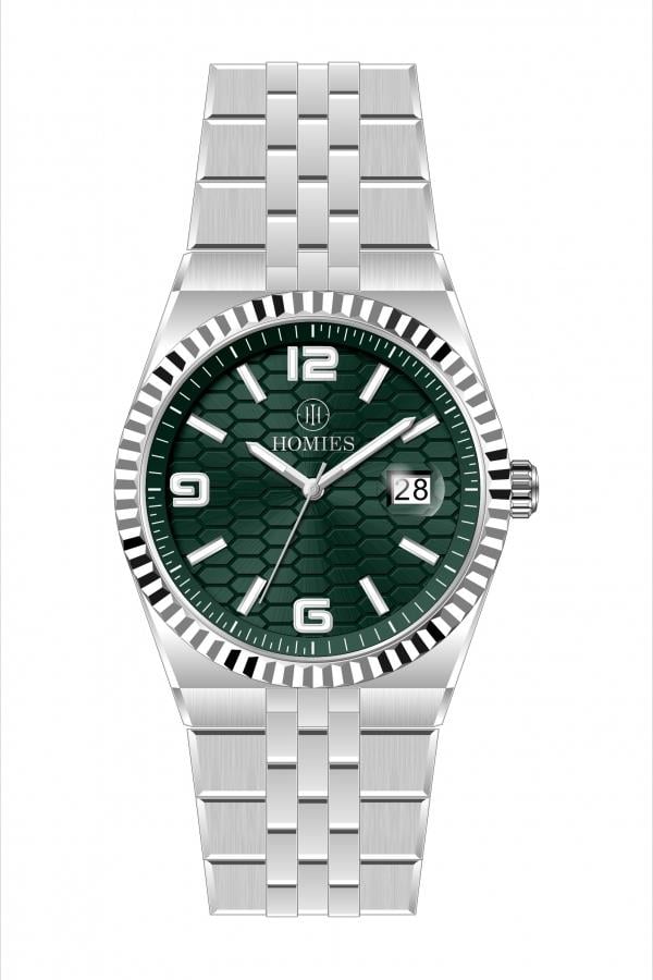 HM27287S01 Çelik Kordonlu Erkek Kol Saati GÜMÜŞ - YEŞİL