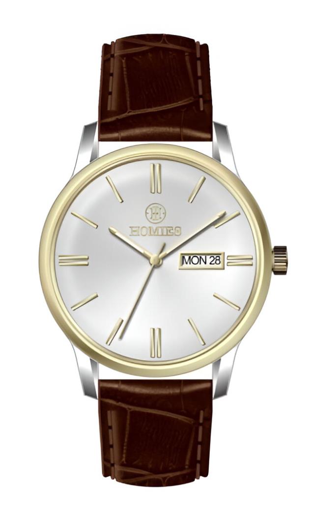 HM27498S01 Deri Kordonlu Erkek Kol Saati GÜMÜŞ - ALTIN