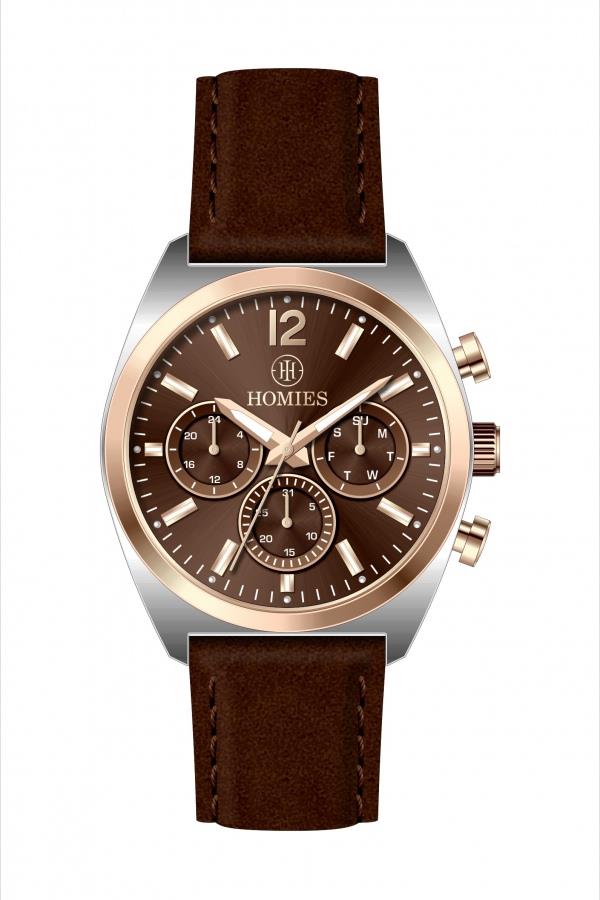 HM27500S01 Deri Kordonlu Erkek Kol Saati GÜMÜŞ - ROSE