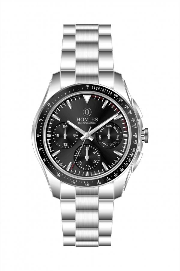 HM27779S01 Çelik Kordonlu Erkek Kol Saati GÜMÜŞ - SİYAH