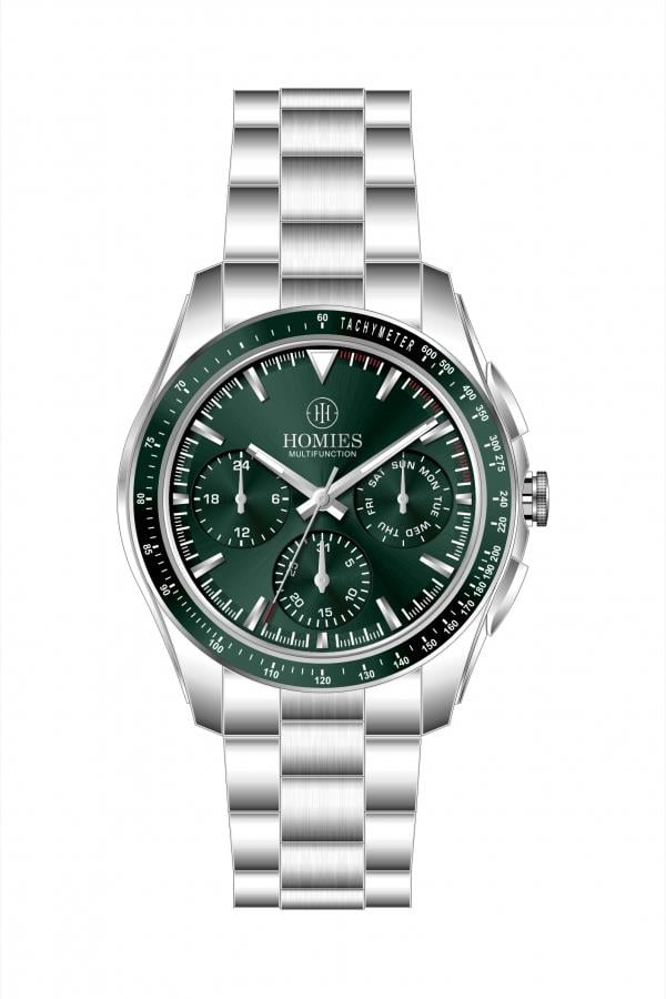 HM27779S01 Çelik Kordonlu Erkek Kol Saati GÜMÜŞ - YEŞİL