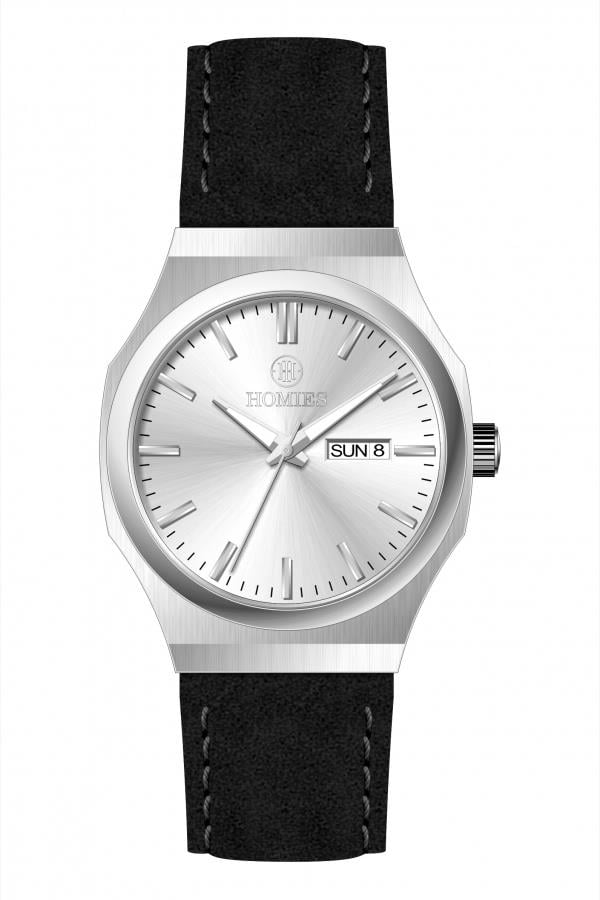 HM27780D01 Deri Kordonlu Erkek Kol Saati GÜMÜŞ