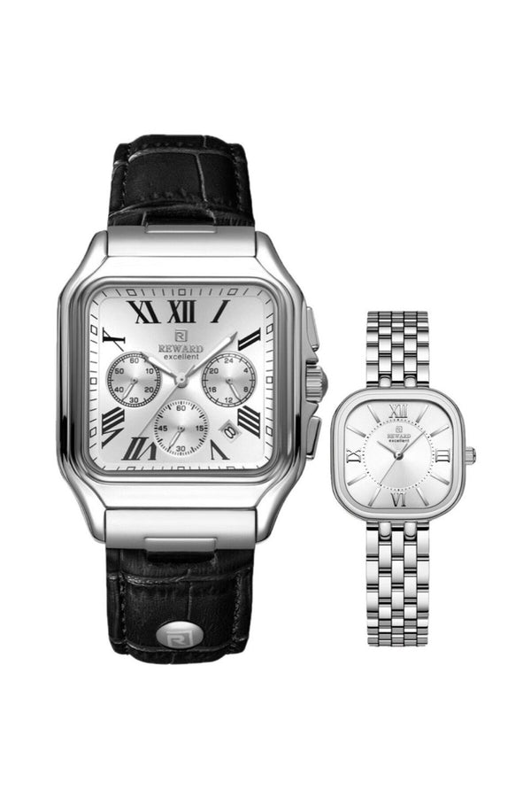 Deri ve Metal Kordonlu Çift Saati